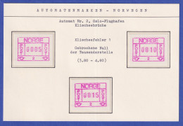 Norwegen / Norge Frama-ATM 1978, Aut.-Nr 2 Klischeefehler Gebr. Null 3 Werte ** - Timbres De Distributeurs [ATM]