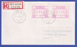 Norwegen / Norge Frama-ATM 1978, Aut.-Nr 1 Werte 0450 Und 0125 Auf R-Brief - Automatenmarken [ATM]