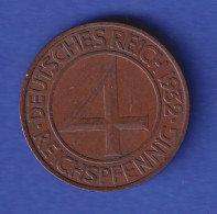 Deutsches Reich Kursmünze 4 Reichspfennig 1932 F Vz - Otros & Sin Clasificación