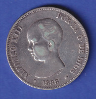 Spanien Silbermünze 5 Pesetas 1888 König Alfons XIII. 25gAg900 - Autres & Non Classés