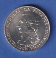 Frankreich 1987 Silbermünze 100 Franc General La Fayette  - Autres & Non Classés