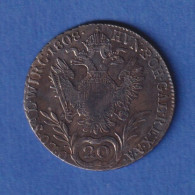 Österreich Habsburg Silbermünze 20 Kreuzer Franz II. 1808 E - Autriche