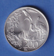 Slowakei 1995 Silbermünze 200 Kronen Europäisches Naturschutzjahr Vögel Stg - Slovacchia