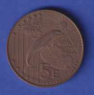 Malta 5 Euro Probeprägung Delphin Und Landkarte 2004 - Malta