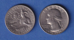 USA Washington 1/4 Dollar, 200 Jahre Unabhängigkeit 1776-1976 Kupfer-Nickel - Other & Unclassified