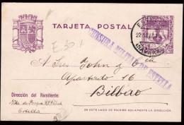 Navarra - Guerra Civil - Edi O EP 81 - Entero Postal Mat "Estella 22/Nov./37" A Bilbao + Censura - 1931-....