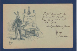 CPA Autographe Signature De Haas Lapin Position Humaine Circulée écrite Par L'artiste - Other & Unclassified