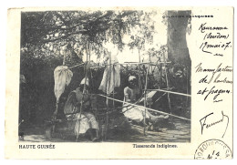 !!! CARTE POSTALE DE KOUROUSSA, GUINÉE FRANÇAISE, 1907, TISSERANDS INDIGÈNES - Storia Postale