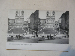 CARTE STEREOSCOPIQUE - Rome - Eglise De La Trinité - Stereoscope Cards