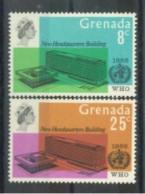 GRENADA - 1966, WHO NEW HEADQUARTERS BUILDING STAMPS SET OF 2 , MM (*). - Grenade (1974-...)