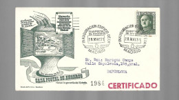 CERTIFICADO MATASELLO INAGURACIÓN EDIFICIO DE LA CAJA POSTAL MADRID ENTERO MATASELLO ESPECIAL CONMEMORATIVO LETTRE COVER - Hojas Conmemorativas