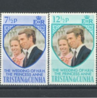 TRISTAN DA CUNHA - 1992, 2nd  ROYAL WEDDING OF PRINCESS ANNE STAMPS SET OF 2 , UMM (**). - Tristan Da Cunha