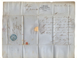 TB 4545 - 1852 - Lettre De M. L. MUZARD, Plombier Mécanicien à PARIS Pour M. DURENNE ( Constructeur ) à PARIS - 1849-1876: Classic Period