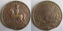 Medaille En Cuivre Prusse Frédéric II Bataille De Zorndorf 1758 Contre Les Russes - Adel