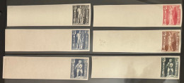 Spectaculaire! Algerie, Variétés, YT288-293 Bandes De 3 Timbres Non Dentelés Dont 2 Imprimés A Sec MNH, N**, Statues - Usados