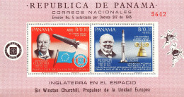 Sir Winston Churchill Stamp Pink Background, NATO - OTAN, Euopean Union, Rocket, Missile, Panama National Mail - Sir Winston Churchill