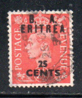 ERITREA BA 1951 B. A. CENT. 25C Su 2 1/2p USATO USED OBLITERE' - Eritrée