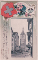 Aarau AG, Armoiries Et Fleurs, Cadre Litho Gaufrée (31.12.1902) - Aarau