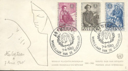 1960 Belgien Mi. 1182-4 FDC  Weltflüchtlingsjahr. - 1951-1960