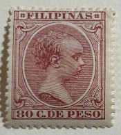 1896-1897.- FILIPINAS (80c). Edifil Nº 130. Nuevo Con Fijasellos * - Filippijnen