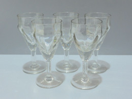 -5 ANCIENS SUPERBES VERRES à PIED De BISTROT FONDS TROMPEURS  Déco Table   E - Glas & Kristal