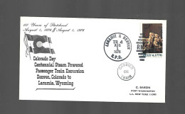 TRAIN POST COLORADO DAY LARAMIE DENVER 1976 FIRST DAY OF ISSUE PREMIER JOUR EMISSION - 1961-1970