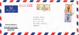 U. A. E. Dubai Registered Air Mail Cover Sent To Denmark Riqa 1-5-1991 - Dubai