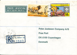 Tanzania Registered Air Mail Cover Sent To Denmark 28-9-1982 Topic Stamps Sent From The Embassy Of USSR Dar Es Salaam - Tanzanie (1964-...)