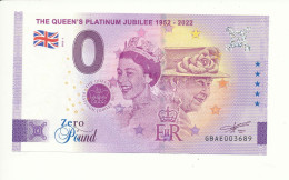 Billet Touristique  0 Pound  -  THE QUEEN'S PLATINIUM JUBILEE 1952-2022  - GBAE - 2022-1 -  N° 3689 - Sammlungen