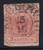 MiNr. 3 Österreich 1850, 1. Juni/1854. Freimarken: Wappenzeichnung - Gebraucht