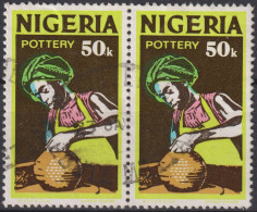 1977 Nigeria ° Mi:NG 287IIX, Sn:NG 305b,Yt:NG 324J, Pottery - Imprint In Lime Green, Keramik - Impressum In Limettengrün - Nigeria (1961-...)