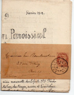 (L91) Entier Type Blanc N° 108 BJ 5 (date 136) Brassy (Nièvre) Avec Document De 1912 - Streifbänder