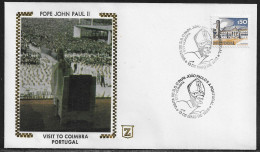 Portugal.   Pastoral Visit Of Pope John Paul II To Coimbra, Portugal.  Special Cancellation On Special Envelope - Storia Postale