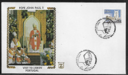 Portugal.   Pastoral Visit Of Pope John Paul II To Lisbon, Portugal.  Special Cancellation On Special Envelope - Brieven En Documenten