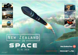 New Zealand 2018 ** "in Space" Souvenir Sheet. Rocket Laboratory. Launch And Return Stages. - Oceanía