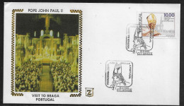 Portugal.   Pastoral Visit Of Pope John Paul II To Braga, Portugal.  Special Cancellation On Special Envelope - Storia Postale