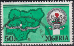 1985 Nigeria ° Mi:NG 460, Sn:NG 474, Yt:NG 470, Map Of Nigeria, Independence, 25th Anniversary - Nigeria (1961-...)