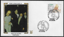 Portugal.   Pastoral Visit Of Pope John Paul II To Fatima, Portugal.  Special Cancellation On Special Envelope - Briefe U. Dokumente