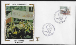 Portugal.   Pastoral Visit Of Pope John Paul II To Faro, Portugal.  Special Cancellation On Special Envelope - Cartas & Documentos