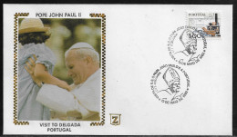 Portugal.   Pastoral Visit Of Pope John Paul II To Delgada, Portugal.  Special Cancellation On Special Envelope - Cartas & Documentos