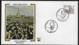 Portugal.   Pastoral Visit Of Pope John Paul II To Porto, Portugal.  Special Cancellation On Special Envelope - Cartas & Documentos