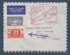 France - Service Postale Aérien Sans Surtaxe - France - Finlande - France Pologne - Retour à L'envoyeur - 1er Juin 1939 - Primeros Vuelos