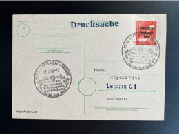 GERMANY 1948 POSTCARD LIMBACH TO LEIPZIG 16-09-1948 DUITSLAND DEUTSCHLAND SST GARTENBAU - Enteros Postales