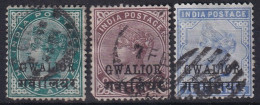 GWALIOR 1885 - Canceled - Sc# 13, 15, 17 - Gwalior