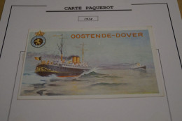 RARE,Carte Paquebot 1924,Ostende-Douvres, Timbré 10 C. Sur 15 C.violet,Oblique ,état Neuf Pour Collection - Steamers