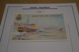 RARE,Carte Paquebot 1924,Ostende-Douvres, Timbré 5 C. Sur 30 C.rouge,Oblique ,état Neuf Pour Collection - Paquebots