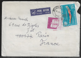 Romania. Stamps Sc. 3112, 3530 On Air Mail Letter, Sent From Bucharest On 18.01.1989 To France. Letter Inside - Briefe U. Dokumente