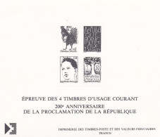 Epreuve Des 4 Timbres D'usage Courant --200° Anniversaire De La Proclamation De La République - Epreuves De Luxe