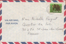 CANADA - 1989 - 76c Grizzly Bear - Air Mail - Viaggiata Da Saint-Grégoire Per Saint-Jean-du-Gard, France - Lettres & Documents