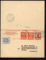 UY12 Sep.8 Postal Card With Reply Pasadena CA - GERMANY PREXIES AIRMAIL 1949 - 1921-40